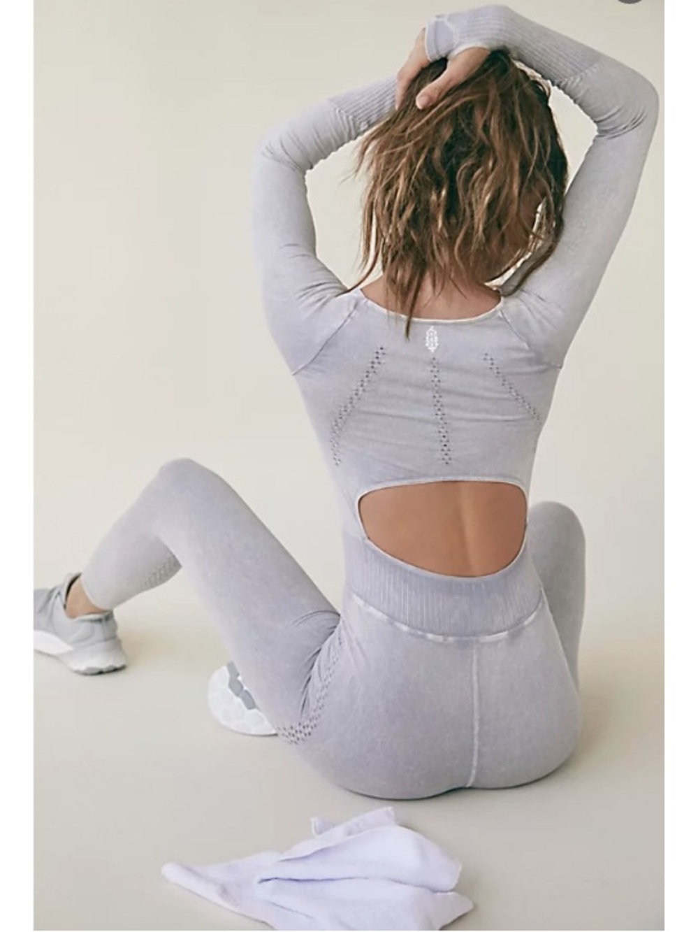 NWT Free People Good Karma Long-Sleeve Jumpsuit Ice Grey XS/S